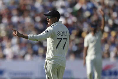 Captain Gill signals confidence during the Edgbaston Test.