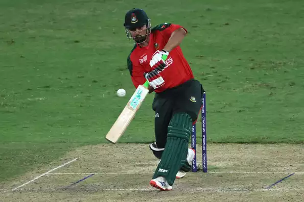 Nurul Hasan plays a shot during Bangladesh's defeat